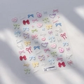 Pegatinas 3D en relieve para uñas con lazos y corazones en tonos pastel TS-3952 - Estilo de Relieve de Lazo Dulce (TS-3952)