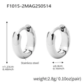 Minimalist silver-tone stainless steel hoop earrings with round polished finish - Steel (F1015-2)