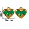 Ciondolo a cuore vintage dorato con smalto verde, dimensioni 17mm per 16mm - Verde