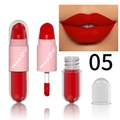 Matte 2-in-1 capsule lippenstift en lipgloss duo in tint 05 felrood met applicator - Kleur 05