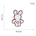 Detailed view of plush white rabbit embroidery patch with 6.7cm x 4.9cm size dimensions - Little Rabbit Back