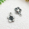 Vintage silver flower alloy pendant charm with detailed floral relief and hanging ring - Small Plum Blossom (9x13mm)