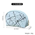 Blauwe marmeren make-uptas: 21,7 cm lang, 14,3 cm hoog en weegt slechts 88 gram totaal - Schelpvormig (X-194) / Blauw