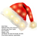 Plush red Christmas hat with 30 warm LED lights and golden stars for festive parties - 35*45cm / Warm Full Glow Hat (Adult)