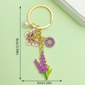 Elegant gold keychain with purple butterfly and lavender charms for bags and keys - Purple Butterfly Pearl Violet (ER1539)
