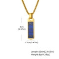 Detailed view of golden rectangle lapis stone pendant with size and weight dimensions - Gold Lapis Lazuli Pendant (No Chain)