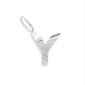 Polished stainless steel letter Y pendant with radial textured finish and oval bail - Letter Y / Steel Color