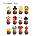 Detailed set of 24 casino themed cake toppers featuring cards, chips, and dice for party - Cupcake Toppers-Poker (24PCS)