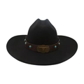 Classic black wool cowboy hat featuring a brown leather band and turquoise accents - One Size / Black
