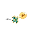 Pendiente de trébol dorado con circonitas verdes y detalles de altura de 0,42 cm - Estilo Trébol de Cuatro Hojas (902-1# Gold)