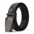 Cinturón de Hombre de Cuero Negro con Hebilla Automática - Estilo Casual de Negocios - Estilo 14