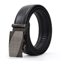 Cintura da Uomo Nera in Vera Pelle con Fibbia Automatica - Elegante Modello Casual Business - Stile 14