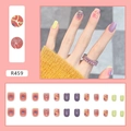 Set di unghie finte colorate con stampe a cuore e strass luminosi su sfondo rosa - Cuore Rosa Trasparente (Tipo di Colla R459)