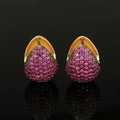 Elegant gold-plated teardrop hoop earrings featuring micro-paved pink zircons - Teardrop / Gold Pink Zircon
