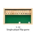 Classic 12-number wooden Shut the Box game with green felt lining and two dice - 1-Player Number Flip Game 1-12 (White Box)