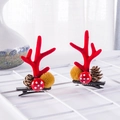 Cute Christmas antler hair clips with red antlers, pine cones and small mushrooms - New Pinecone Pair