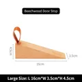 Large beech wood wedge door stopper with brown leather handle and visible natural grain - Beech Wood / Large (16*3.5*4.5cm)
