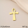 Ciondolo croce Ankh in acciaio inossidabile dorato 18K, charm vintage 25x45mm - Croce della Vita Ankh (KLJ430-Z)