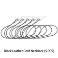 Cinq cordons de collier noirs avec fermoirs mousquetons argentés pour la création de bijoux - Cordon en Similicuir Noir 5pcs