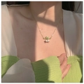 Detailed close-up of lily of the valley pendant necklace on a female model - Lily of the Valley Necklace (4# Pearl Flower-Necklace)