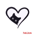 DIY black heart cat embroidery patch for clothing and hats, 7x6.2cm cartoon badge - 7x6.2cm