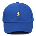 Classic dark blue baseball cap featuring a yellow lightning bolt embroidery on front - Sapphire Blue
