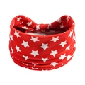 Macro shot of red festive headband featuring a dense white star pattern on soft fabric - Style 30 (Christmas)