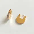 Elegant gold-plated horseshoe earrings featuring square-cut sparkling zirconia stones - Gold + White Zirconia (KDE1614)