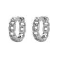 Elegant S925 sterling silver chain link hoop earrings with vintage textured finish - White Gold (Style C)