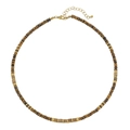 Collana di pietre occhio di tigre con perline marroni e accenti dorati in stile vintage - Collana di Pietra Paesaggio