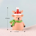 Miniature resin reindeer figurine with red Christmas hat and green scarf for DIY decor - Christmas Reindeer No. 3
