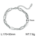 Bracelet à maillons cubains en acier argenté, 7mm de large avec chaîne ajustable - Style Maillons Géométriques Argent (KB1862265-Z)