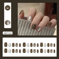 Set di unghie finte vintage marrone effetto occhio di gatto con forma quadrata 24 pz - Caffè Freddo Cat-eye (Stile Colla)