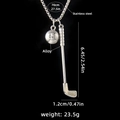 Collier avec pendentif club de golf en argent avec chaîne longue en acier inoxydable - Pendentif Golf + Chaîne en acier inoxydable de 70 cm
