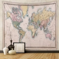 Detailansicht eines Vintage-Weltkarten-Wandteppichs in einer modernen Wohnumgebung - Gt427-5 / 73X95CM (Gebürsteter Stoff)