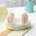 White rabbit ear plush headband with soft pink inner ears for face washing - Rabbit Ears White