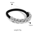 Silver twisted metal hair tie with black elastic band, dimensions 4.6cm x 1.0cm - Silver Twist