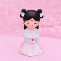 Cute resin girl figurine in light blue Hanfu dress with floral details for desk decor - 4.5x4x6.5cm / 1003-3C Small Blue - Flower Lantern