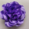Exaggerated 19cm deep purple satin flower brooch and hair clip accessory with layered petals - Purple