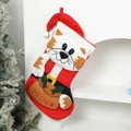 Festive red Christmas stocking with cute cartoon cat and MEOW pocket detail - Christmas Cat Style