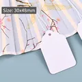 White wave-edged jewelry price tags with strings, 30x48mm writable paper hang tags - 48x30mm (100 Pcs) / White