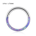 G23 Titan Scharnierring mit lila und blauem Opal-Inlay, Größe 1,2x8mm für Nase - Flach Eingelegter Lila Blauer Opal / 1,2*8mm