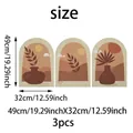 3-piece Bohemian wall sticker set with abstract arch designs and terracotta colors - Boho Vases and Leaves (UV80002T_R)