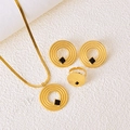 Golden snake chain necklace set with black square gems and round radiant texture design - Black Zirconia Set / Gold
