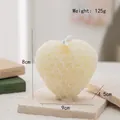 Cream heart-shaped scented candle featuring detailed 3D rose relief carving, 125g weight - Heart Rose Relief(51) / Cream White