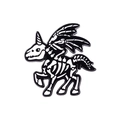 Spilla in smalto con design a forma di ali di unicorno scheletro bianco e nero - Scheletro di Unicorno / Nero e Bianco