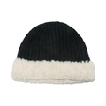Cappello a secchiello invernale in maglia con patchwork in peluche bianco e nero - Nero
