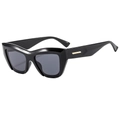 Lunettes de soleil œil de chat noires à monture épaisse et détails dorés élégants - C1 Monture Noire Verre Gris