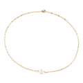 Collar minimalista de titanio dorado con una perla blanca redonda para mujer - Cadena Fina de Oro Con Colgante de una Sola Perla (KN202665-Z)