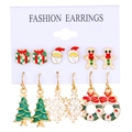 Weihnachts-Ohrring-Set 6-teilig mit Weihnachtsmann, Rentier, Lebkuchenmann und Baum-Anhängern - KC Gold (Stil 3)